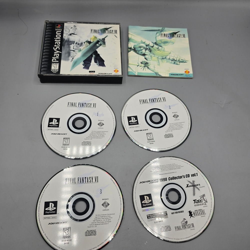 Final Fantasy VII PS1 Black Label Complete Manual 1998 Collector's Demo Disc
